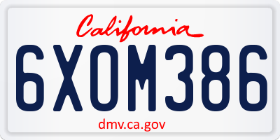 CA license plate 6XOM386