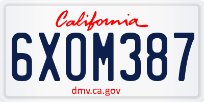 CA license plate 6XOM387