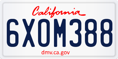 CA license plate 6XOM388