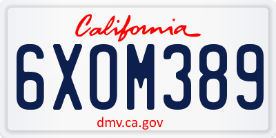CA license plate 6XOM389