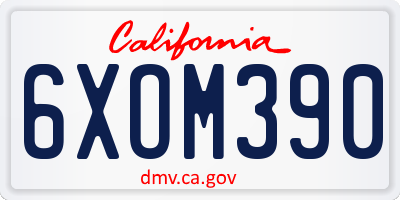 CA license plate 6XOM390