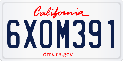 CA license plate 6XOM391