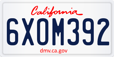 CA license plate 6XOM392