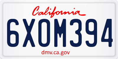 CA license plate 6XOM394