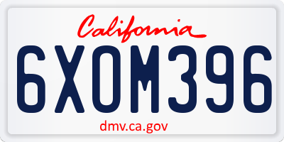 CA license plate 6XOM396