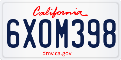 CA license plate 6XOM398