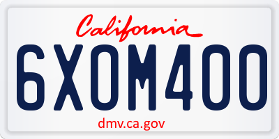 CA license plate 6XOM400