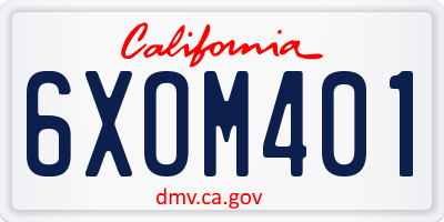 CA license plate 6XOM401