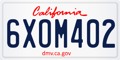 CA license plate 6XOM402