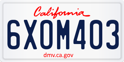 CA license plate 6XOM403
