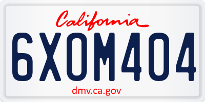 CA license plate 6XOM404