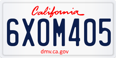 CA license plate 6XOM405
