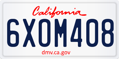 CA license plate 6XOM408