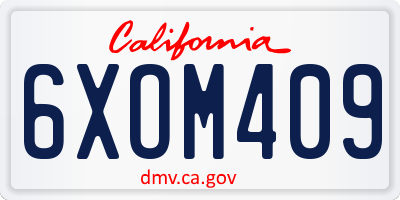 CA license plate 6XOM409