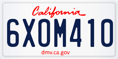 CA license plate 6XOM410