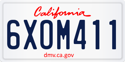 CA license plate 6XOM411