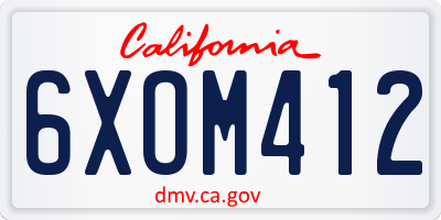 CA license plate 6XOM412