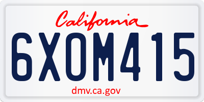 CA license plate 6XOM415