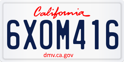 CA license plate 6XOM416