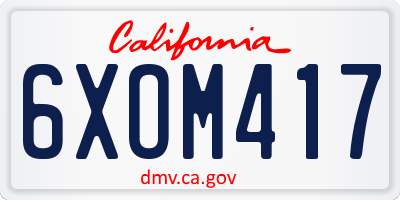 CA license plate 6XOM417