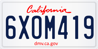 CA license plate 6XOM419