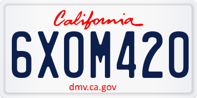 CA license plate 6XOM420