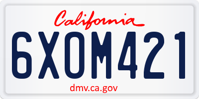 CA license plate 6XOM421