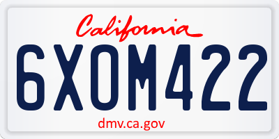 CA license plate 6XOM422