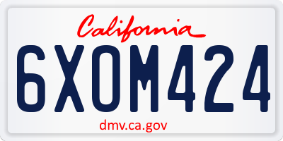 CA license plate 6XOM424