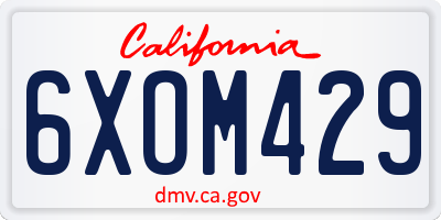 CA license plate 6XOM429