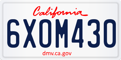 CA license plate 6XOM430