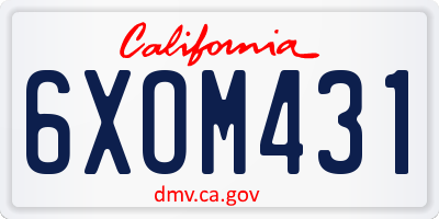 CA license plate 6XOM431