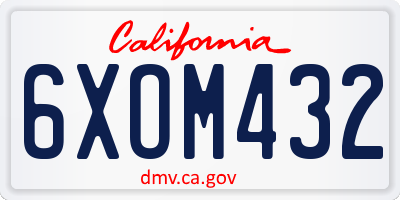 CA license plate 6XOM432
