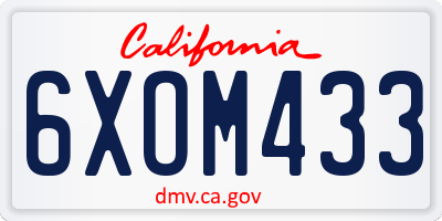 CA license plate 6XOM433