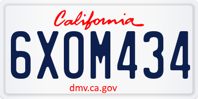 CA license plate 6XOM434