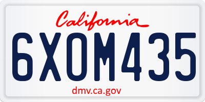 CA license plate 6XOM435