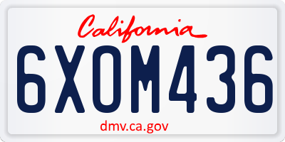 CA license plate 6XOM436