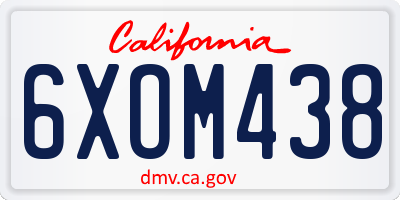 CA license plate 6XOM438