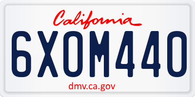 CA license plate 6XOM440