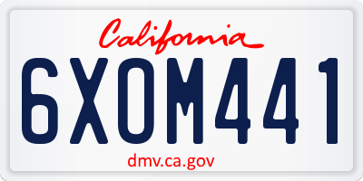 CA license plate 6XOM441