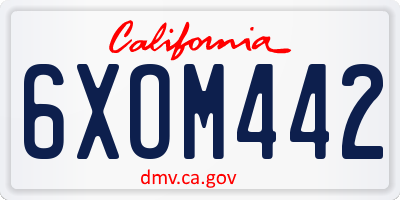 CA license plate 6XOM442