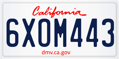 CA license plate 6XOM443