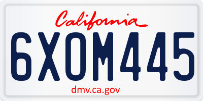 CA license plate 6XOM445