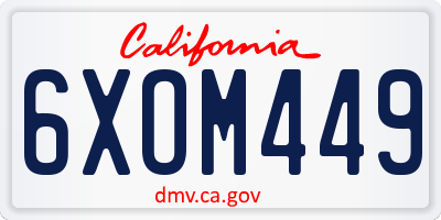 CA license plate 6XOM449