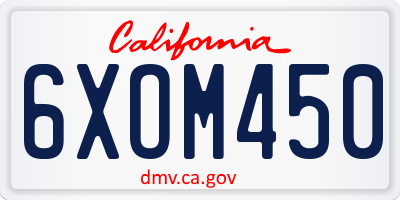 CA license plate 6XOM450