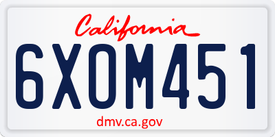 CA license plate 6XOM451
