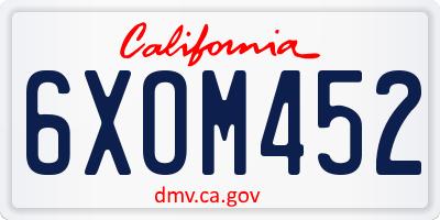 CA license plate 6XOM452