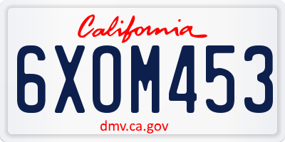 CA license plate 6XOM453