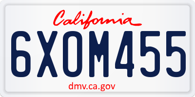 CA license plate 6XOM455