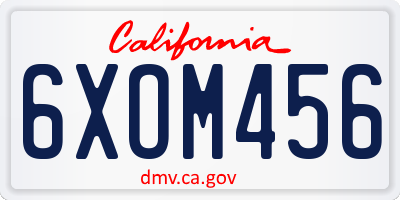 CA license plate 6XOM456